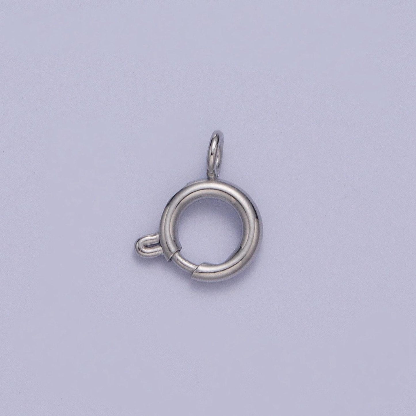 Various sizes silver round open push in clasp with loop finding enhancer, silver spring ring clasp jewelry making supply | l-883~l-891