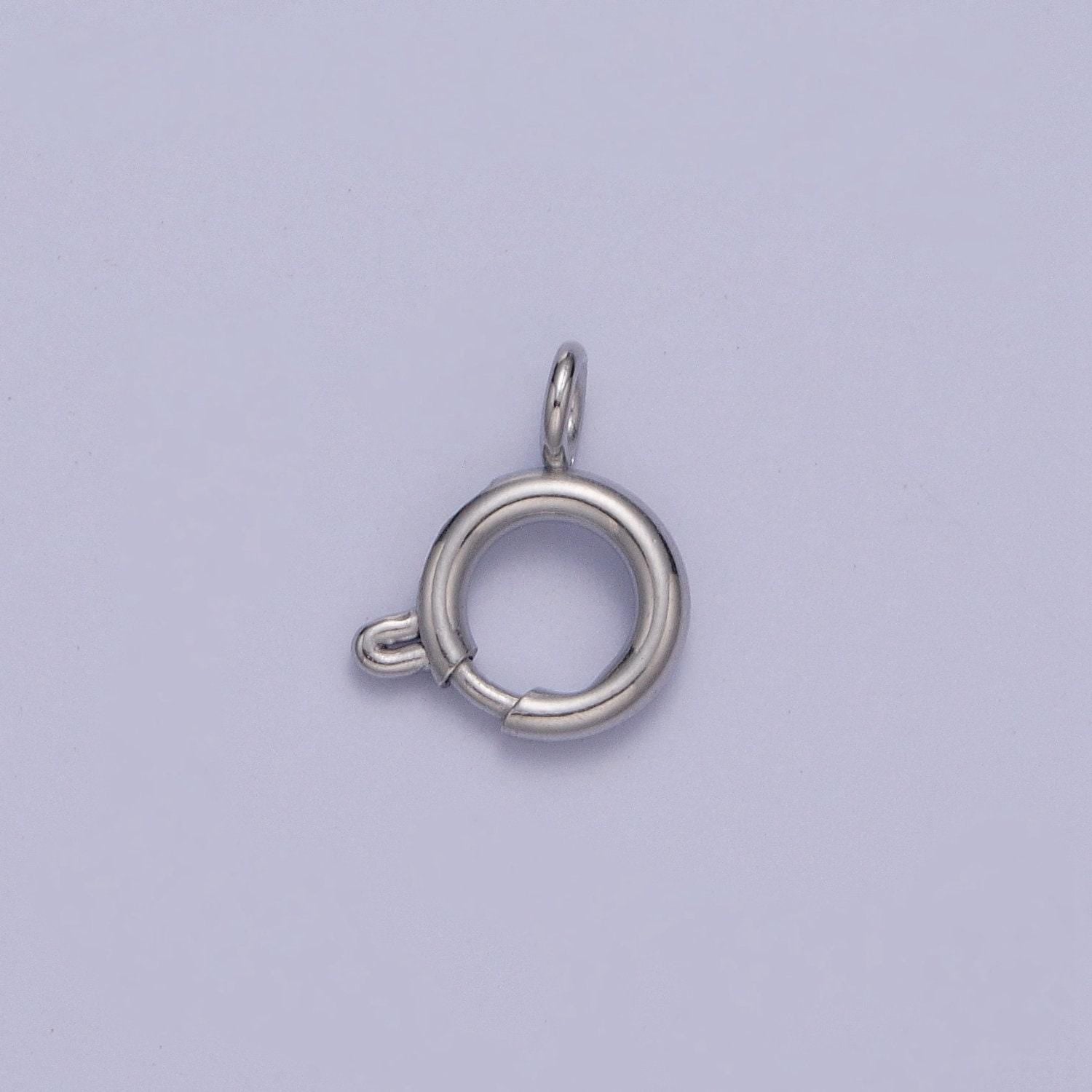 Various sizes silver round open push in clasp with loop finding enhancer, silver spring ring clasp jewelry making supply | l-883~l-891