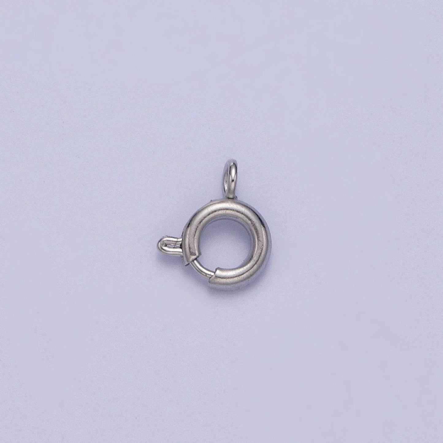 Various sizes silver round open push in clasp with loop finding enhancer, silver spring ring clasp jewelry making supply | l-883~l-891