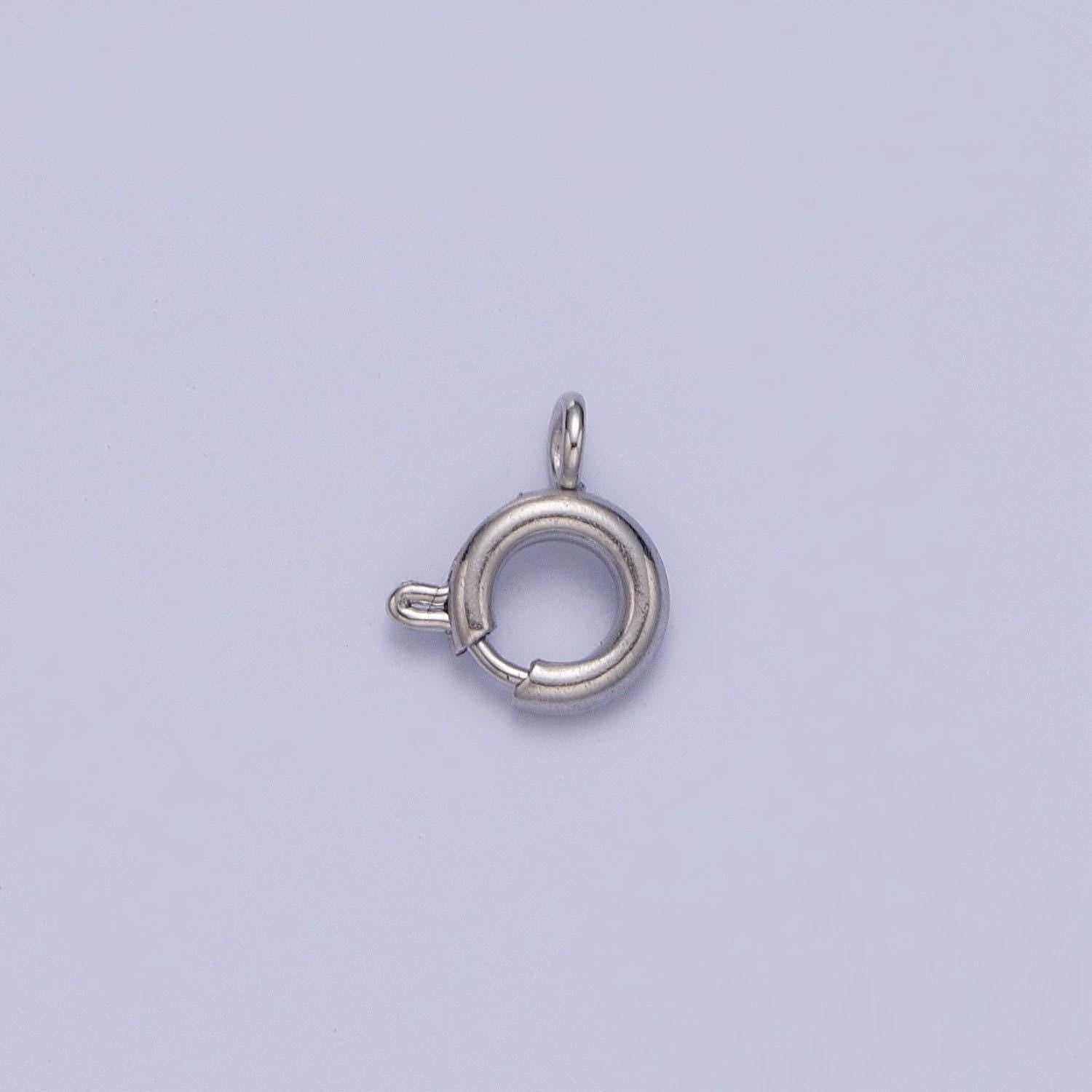 Various sizes silver round open push in clasp with loop finding enhancer, silver spring ring clasp jewelry making supply | l-883~l-891