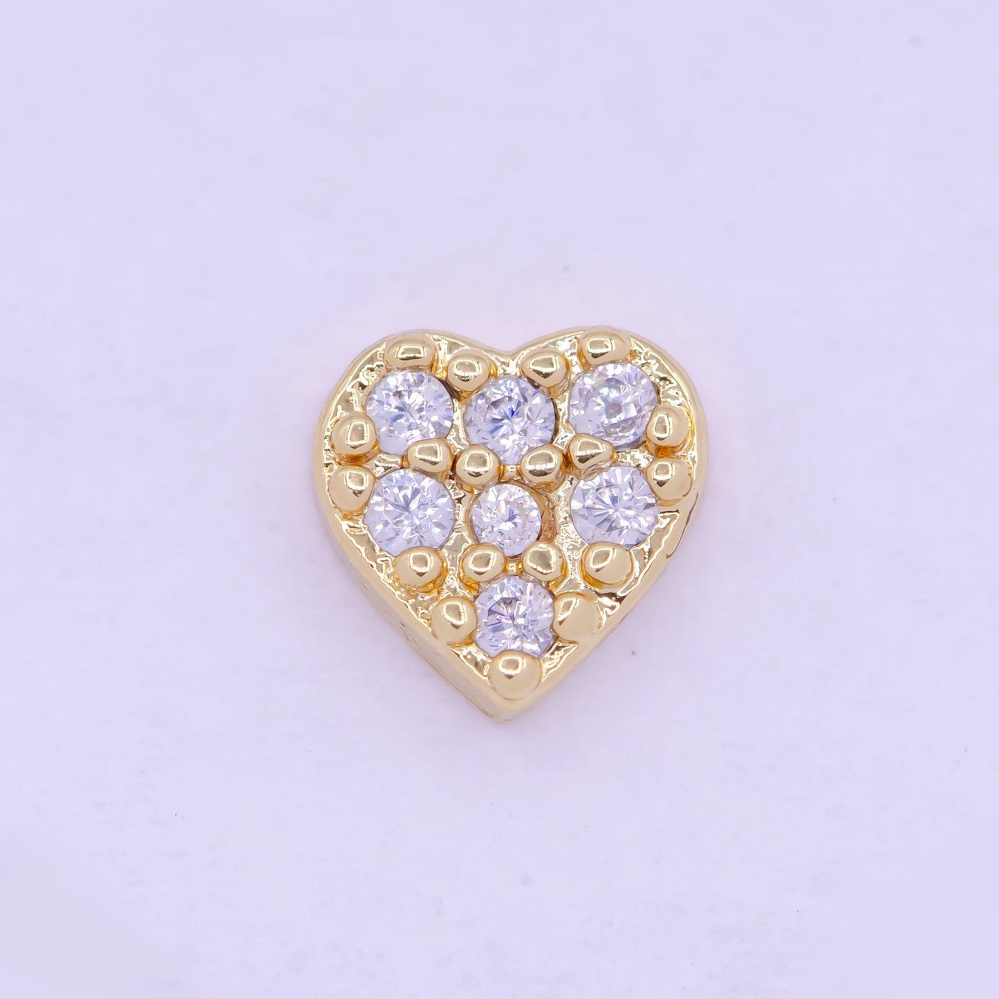 Gold filled personalized locket bead: clear fuchsia pink heart l-839