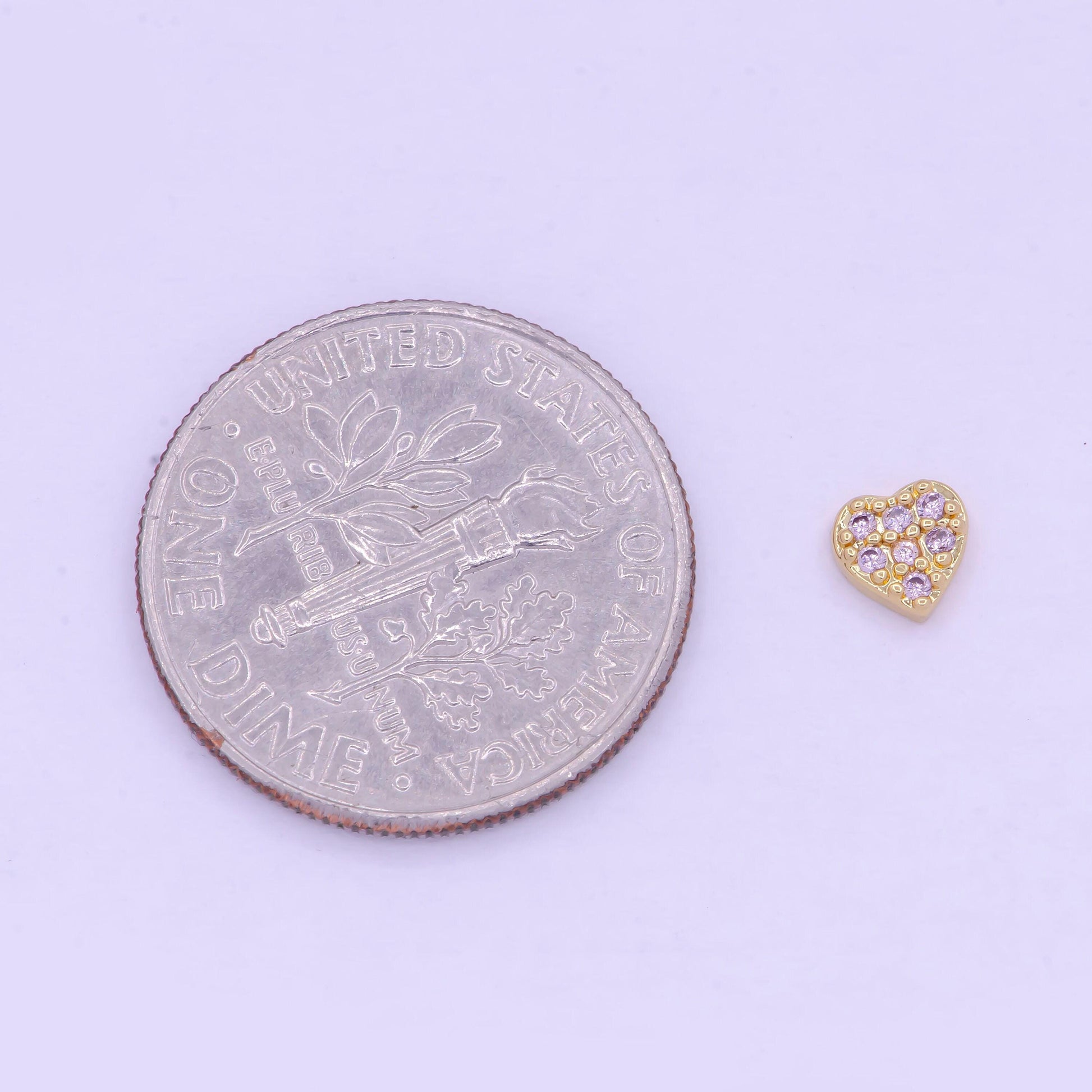 Gold filled personalized locket bead: clear fuchsia pink heart l-839