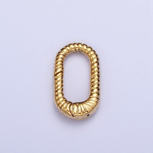 24k gold filled oval twisted spring clasp, gate clasp, pull clasp, spring gate oval | l-820