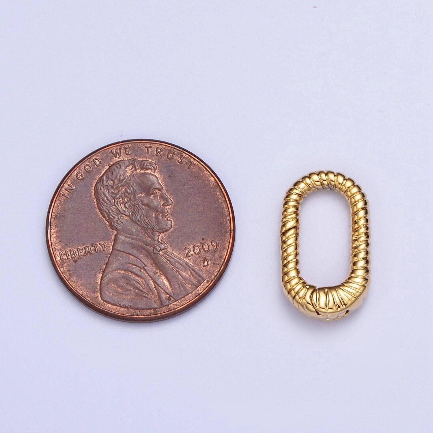 24k gold filled oval twisted spring clasp, gate clasp, pull clasp, spring gate oval | l-820