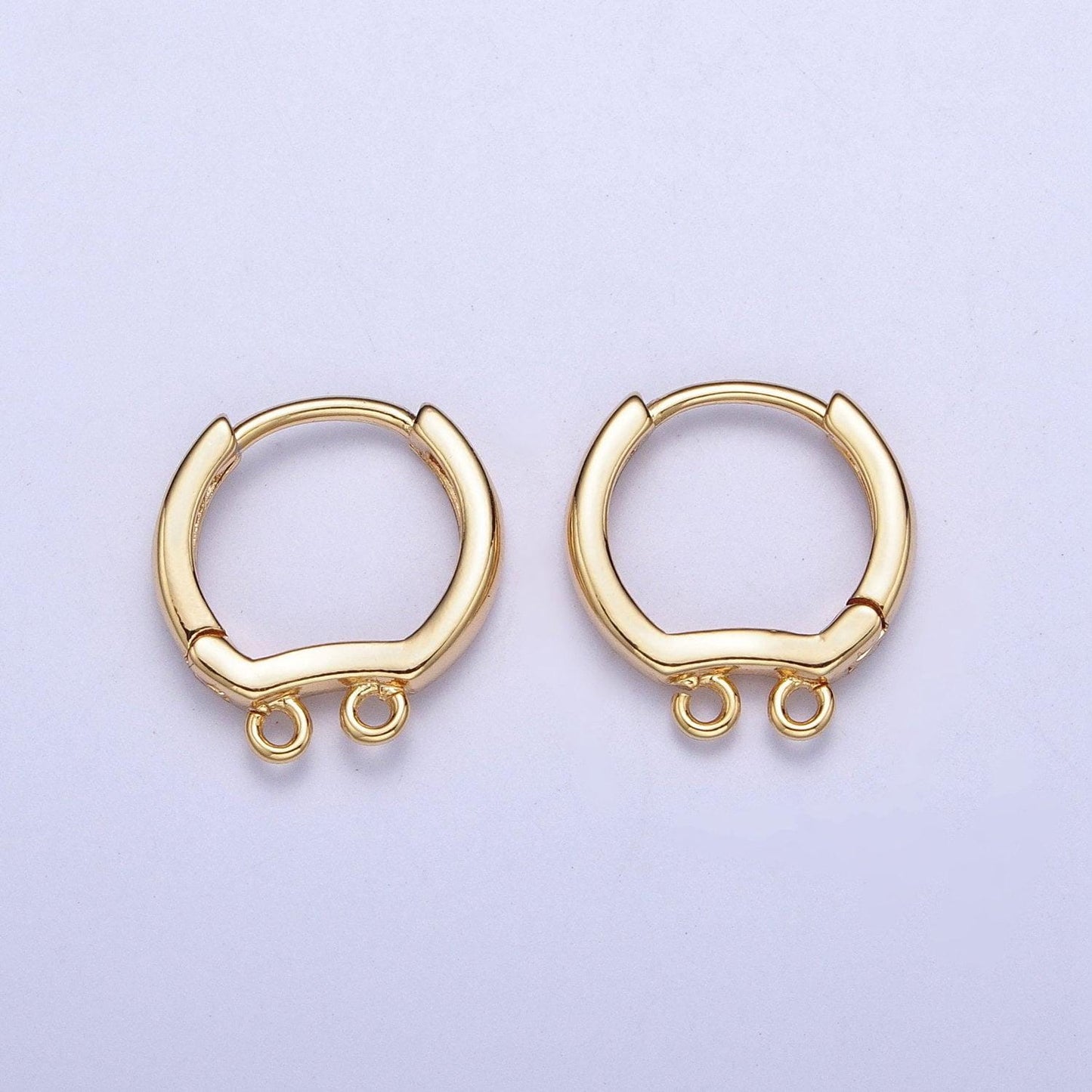 24k gold plated dainty double open link loop huggie hoop earrings supply for jewelry making | l-815