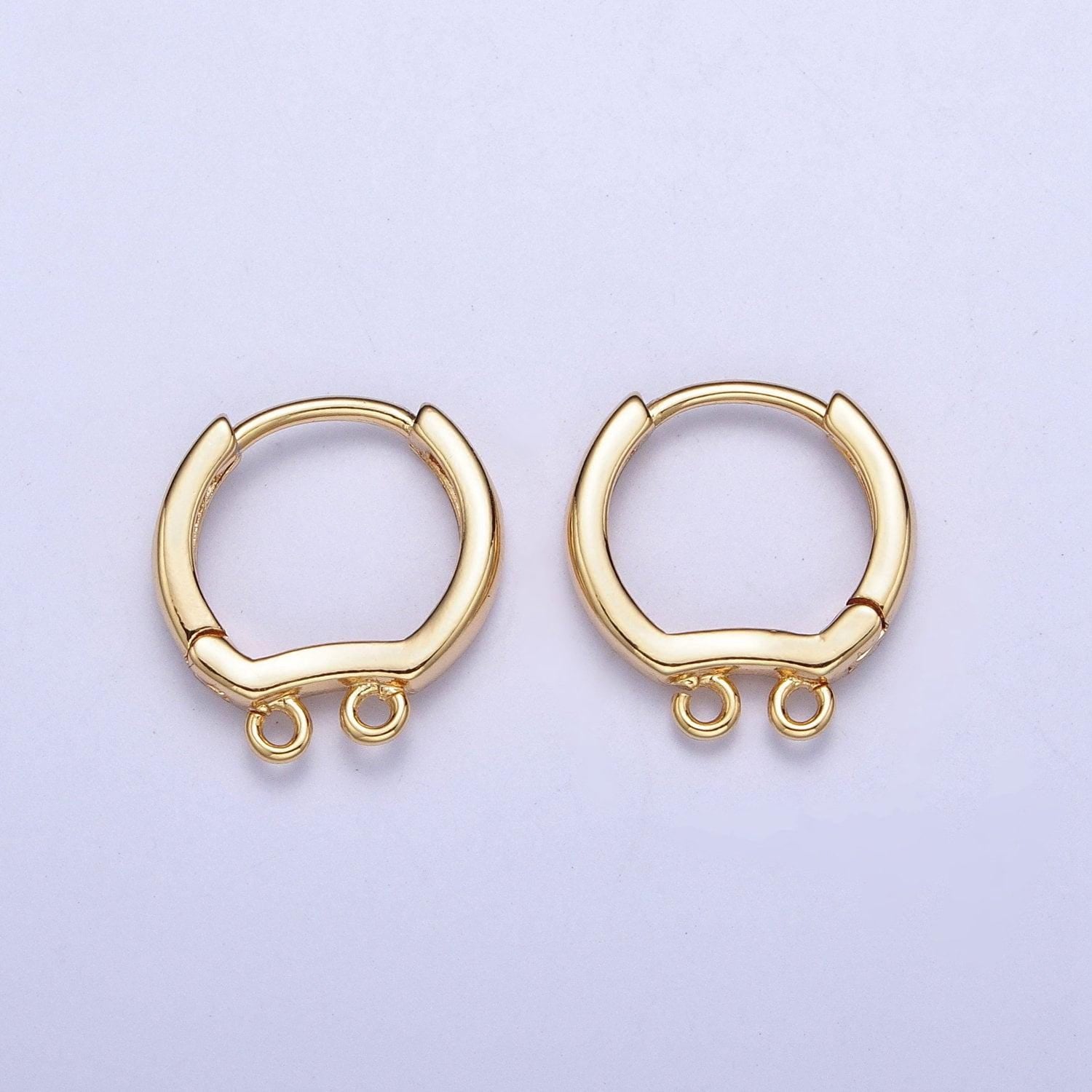 24k gold plated dainty double open link loop huggie hoop earrings supply for jewelry making | l-815