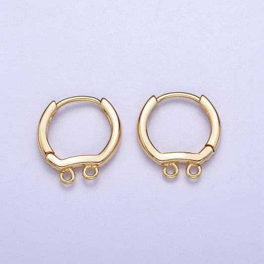 24k gold plated dainty double open link loop huggie hoop earrings supply for jewelry making | l-815