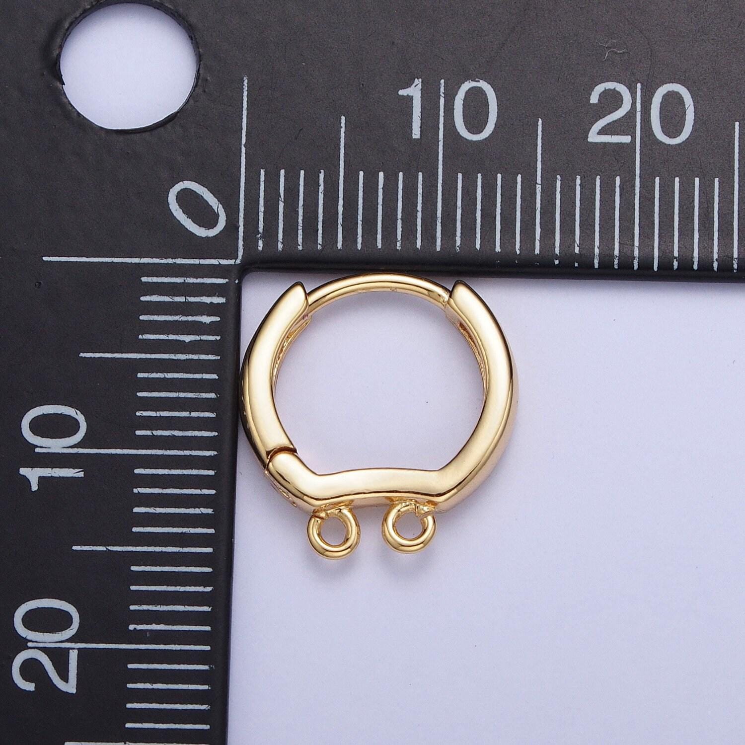 24k gold plated dainty double open link loop huggie hoop earrings supply for jewelry making | l-815