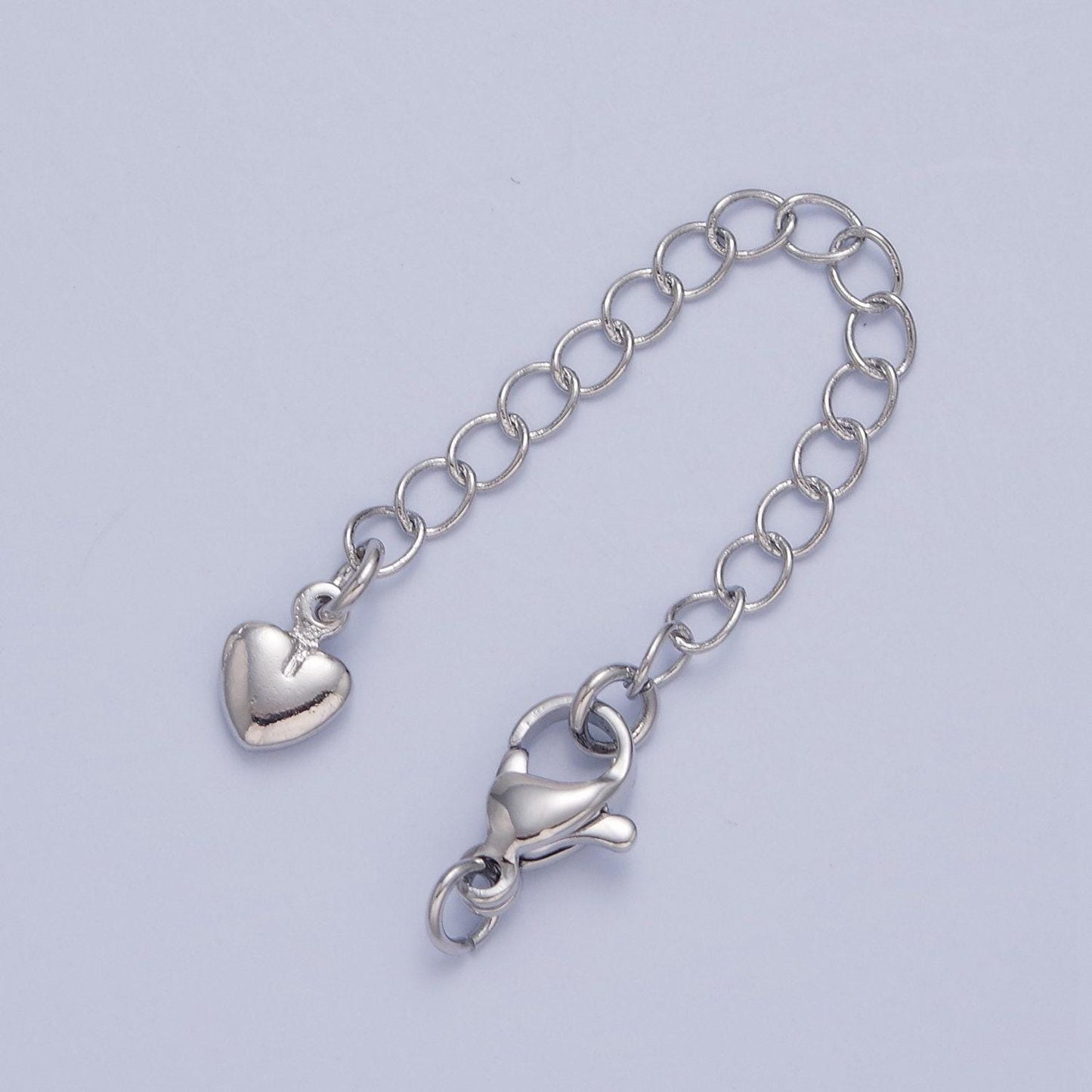 24k gold-filled dainty heart lobster clasp with chain extender in gold and silver for necklace, bracelet making supply | l-677, l-779