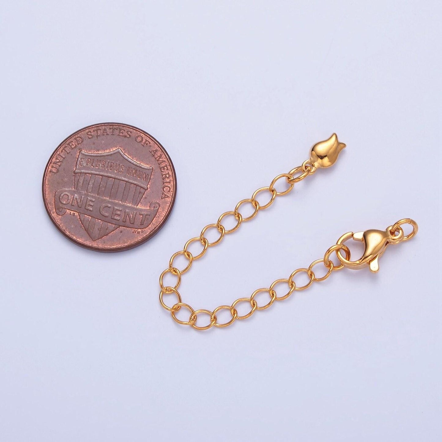 24k/white-gold filled tulip flower lobster clasp with chain extender | l-741, l-778