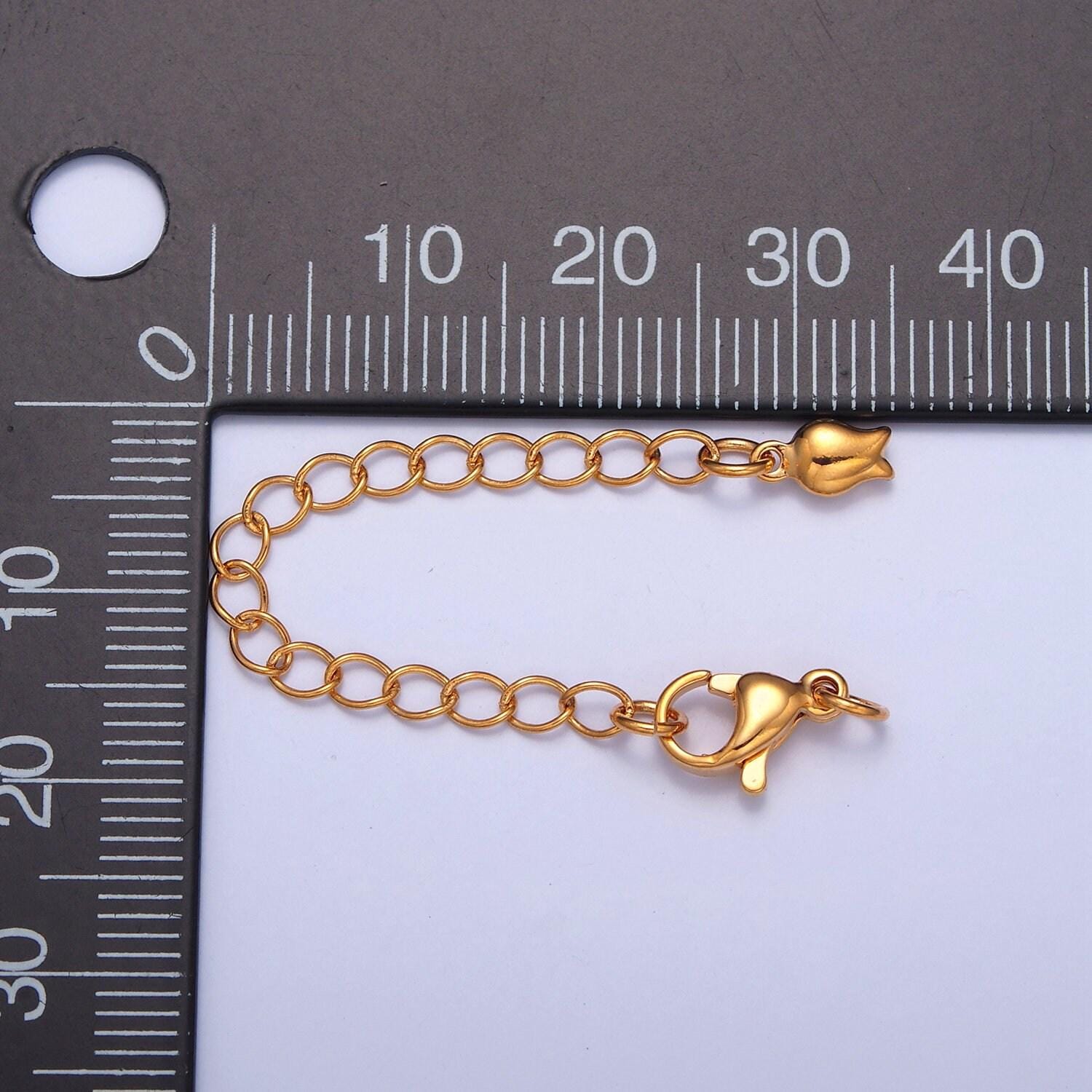 24k/white-gold filled tulip flower lobster clasp with chain extender | l-741, l-778