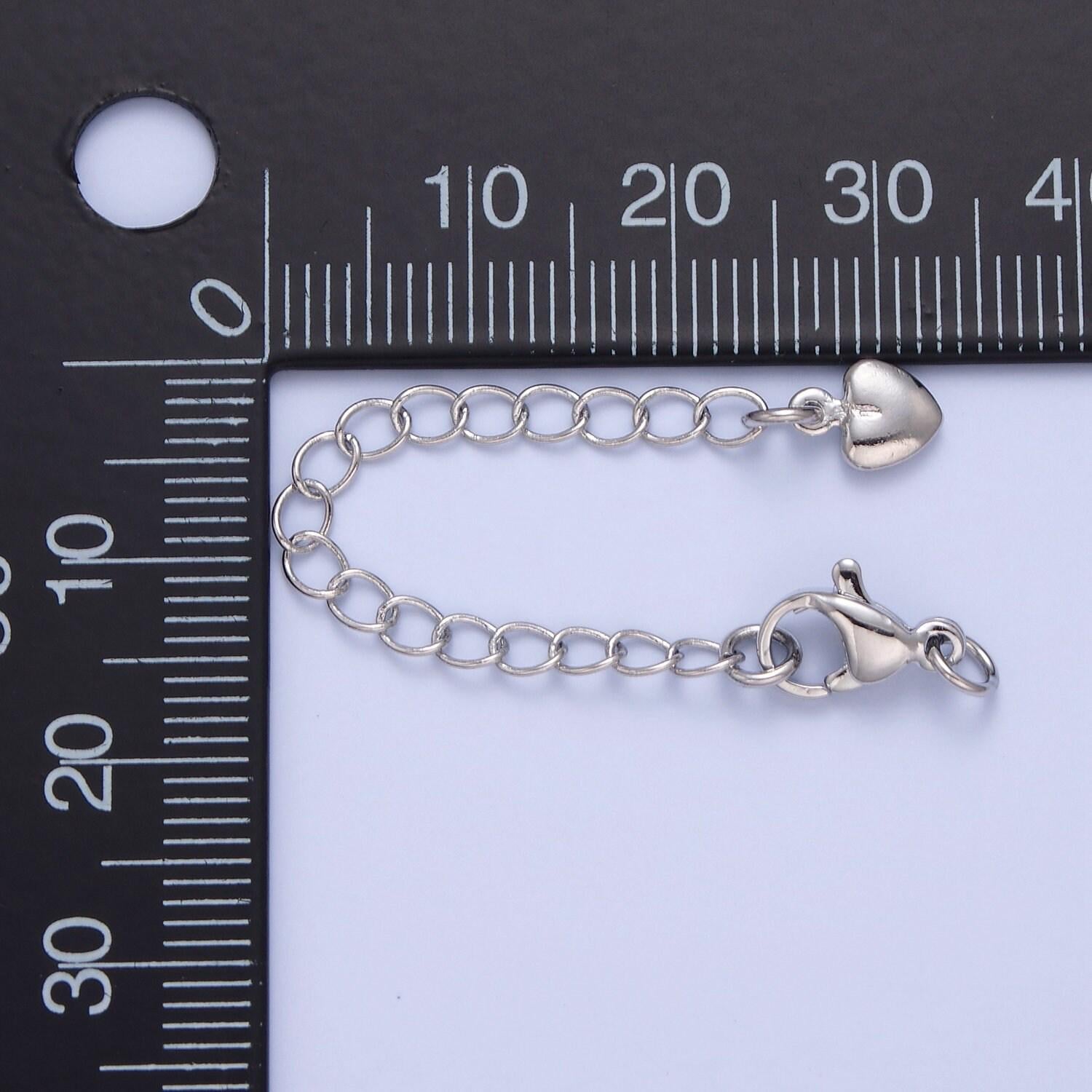 24k gold-filled dainty heart lobster clasp with chain extender in gold and silver for necklace, bracelet making supply | l-677, l-779