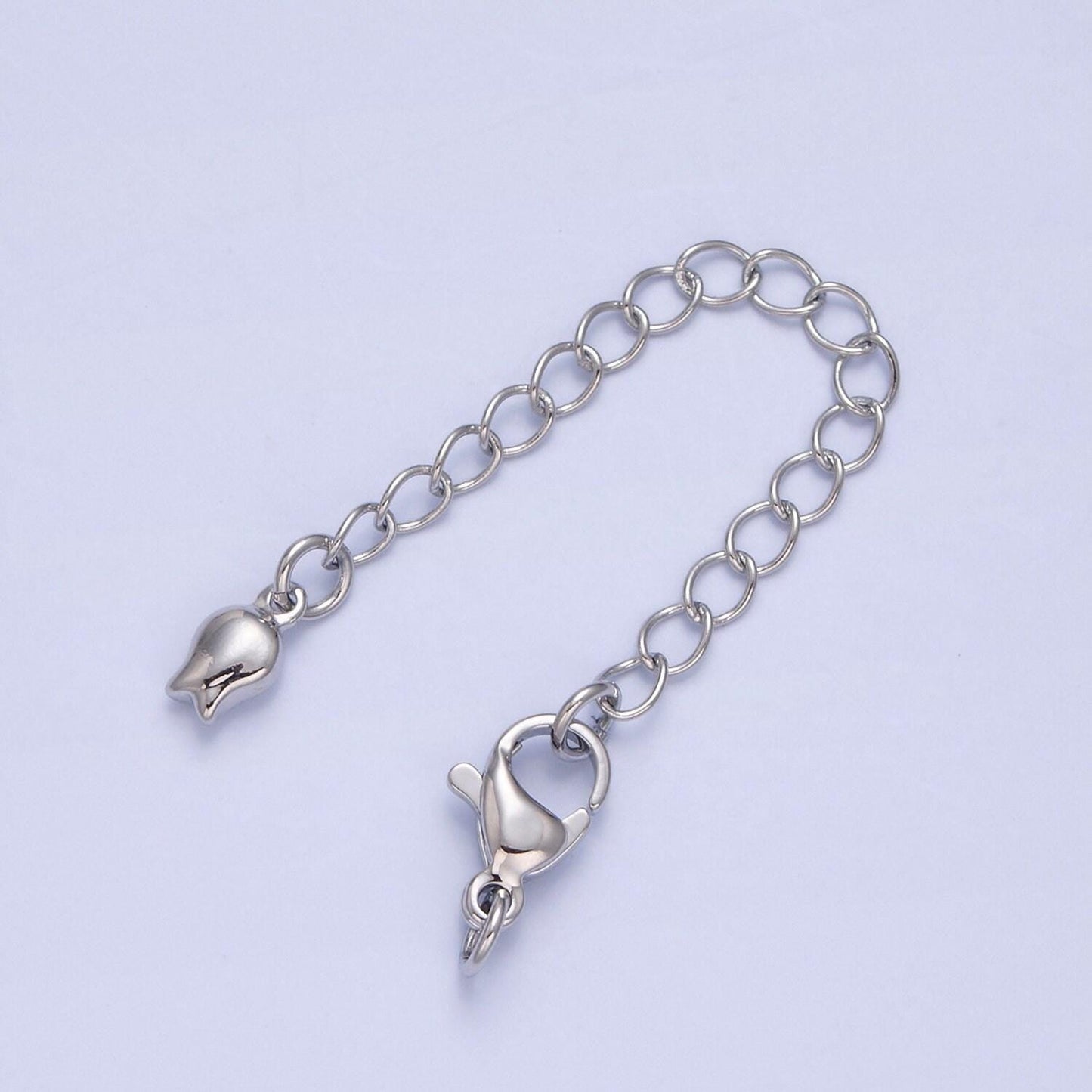24k/white-gold filled tulip flower lobster clasp with chain extender | l-741, l-778