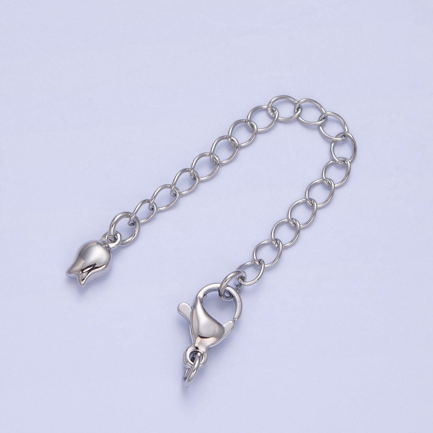 24k/white-gold filled tulip flower lobster clasp with chain extender | l-741, l-778