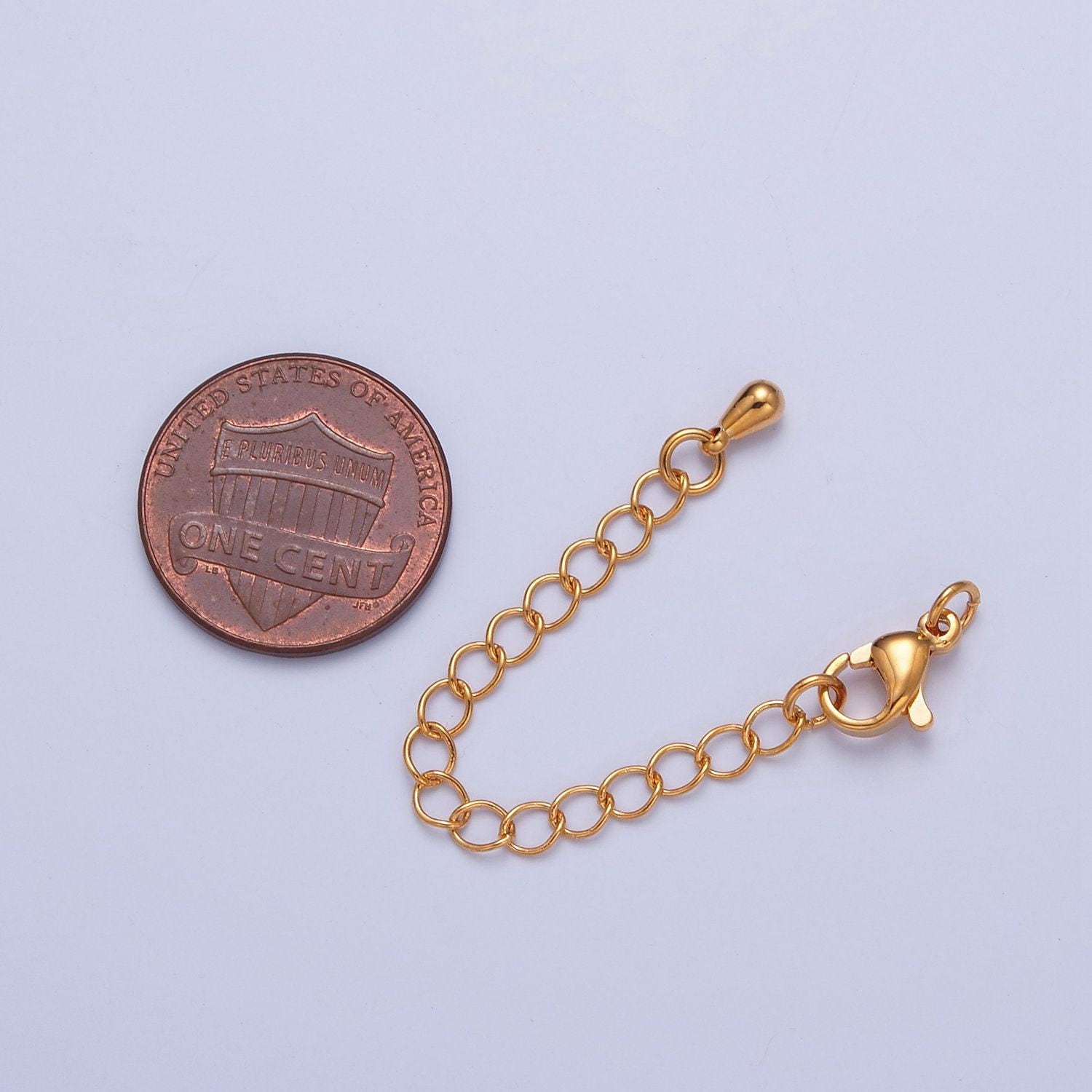 Teardrop-shaped gold filled lobster/end clasp with chain extender | l-676, l-774