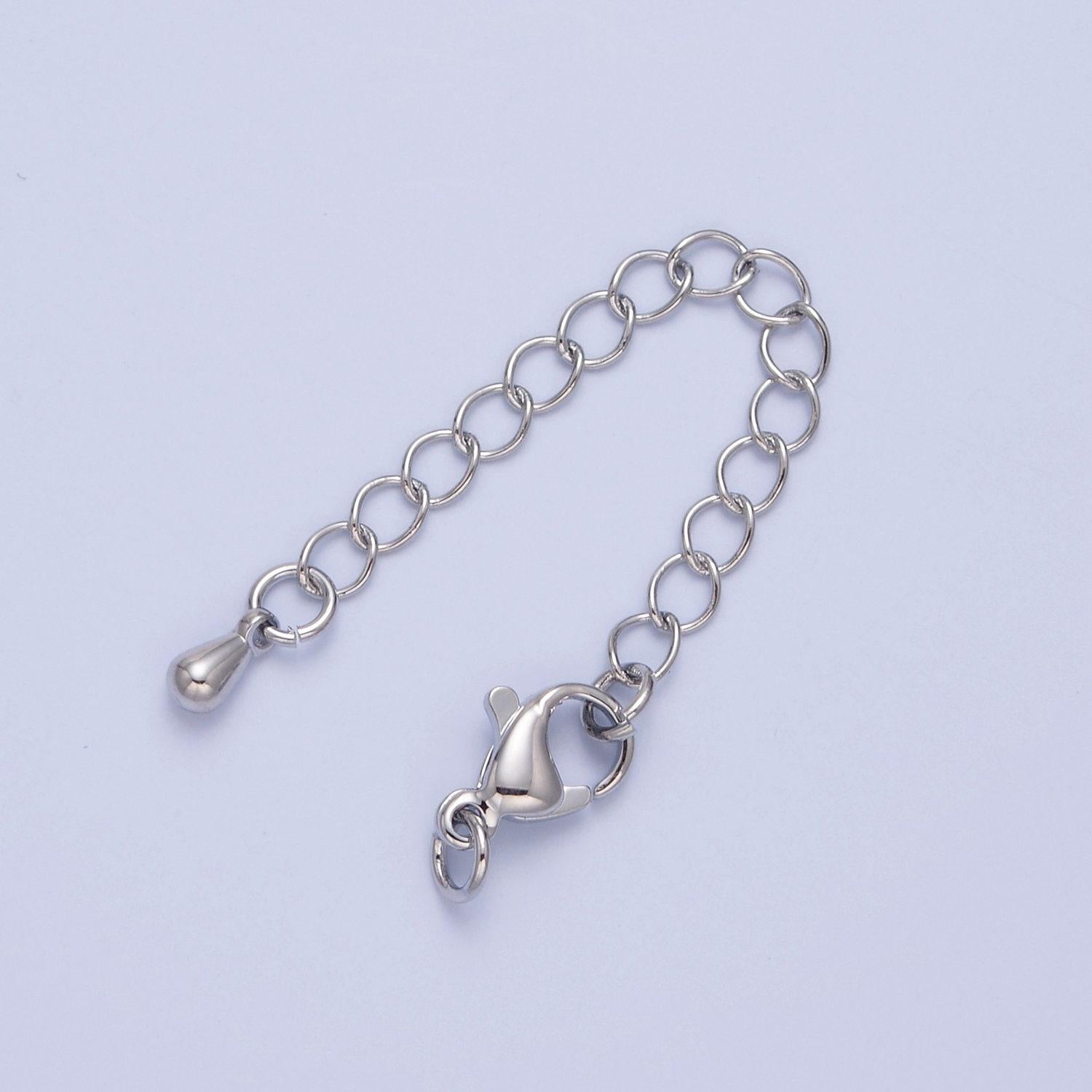 Teardrop-shaped gold filled lobster/end clasp with chain extender | l-676, l-774