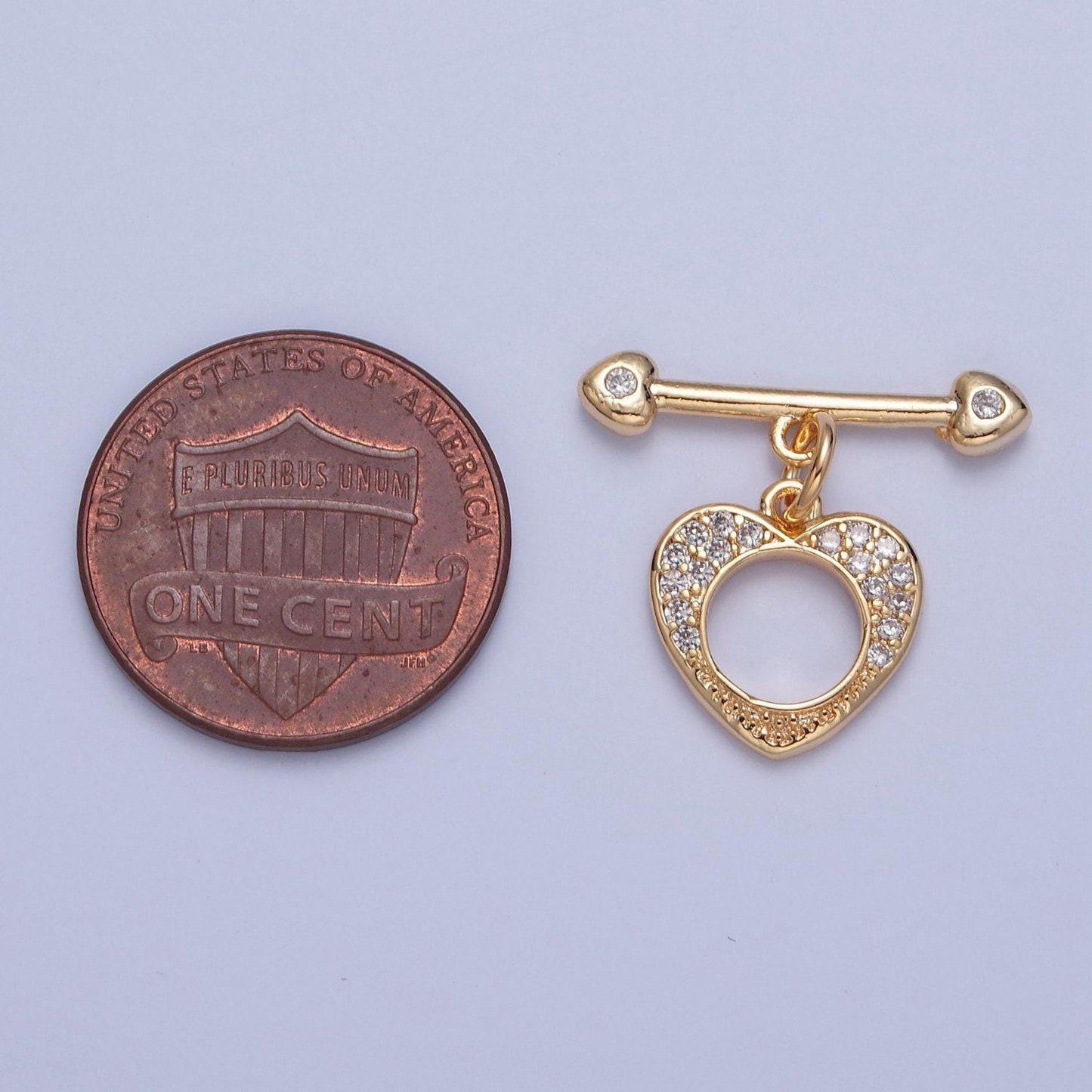 Gold micro pave cubic zirconia cz stones heart toggle clasp, jewelry clasp ot clasp findings | l-760