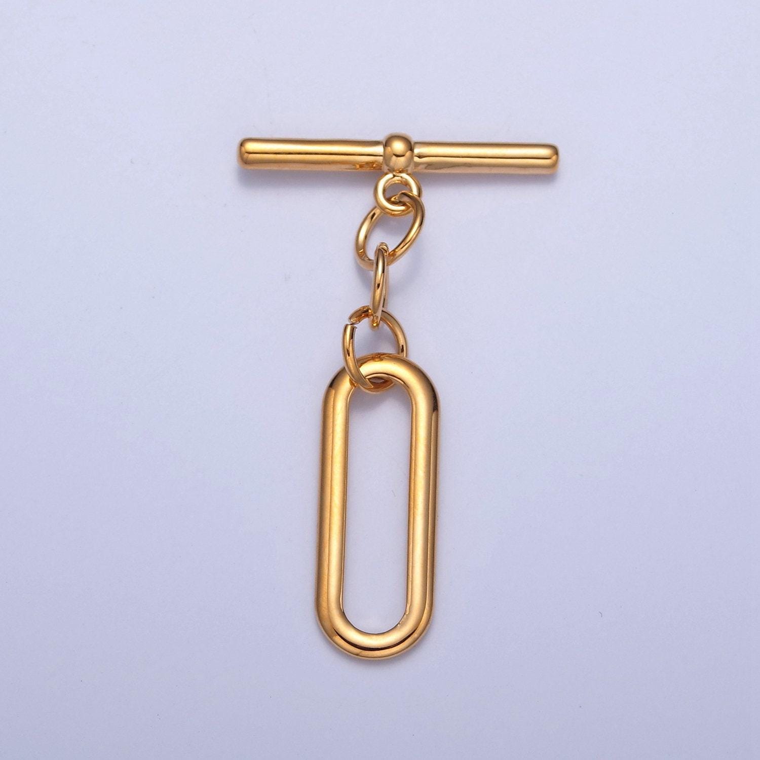 Gold, white-gold filled long oval toggle clasps, minimalist gold & silver toggle clasps for diy jewelry making, l-747