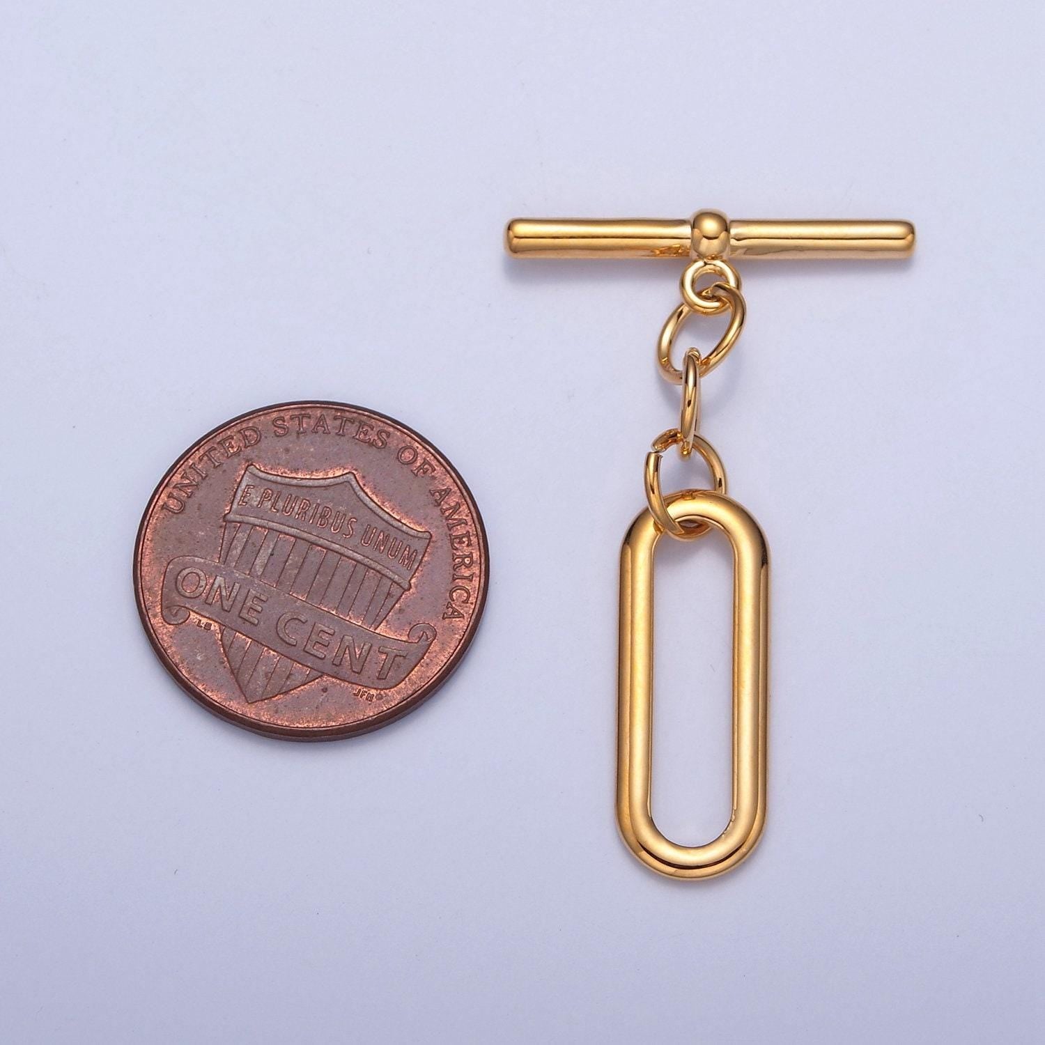 Gold, white-gold filled long oval toggle clasps, minimalist gold & silver toggle clasps for diy jewelry making, l-747