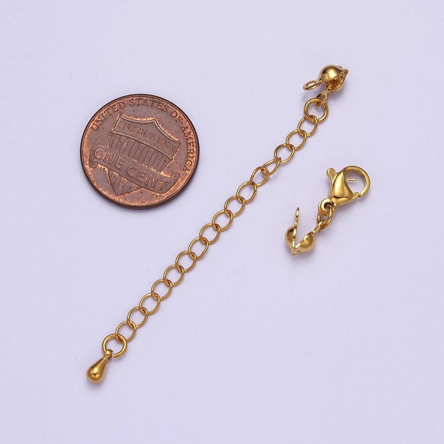 24k gold filled lobster clasps with 2.5 inch extender & golden crimp cord ends, wholesale jewelry supply findings for necklace making, l-721