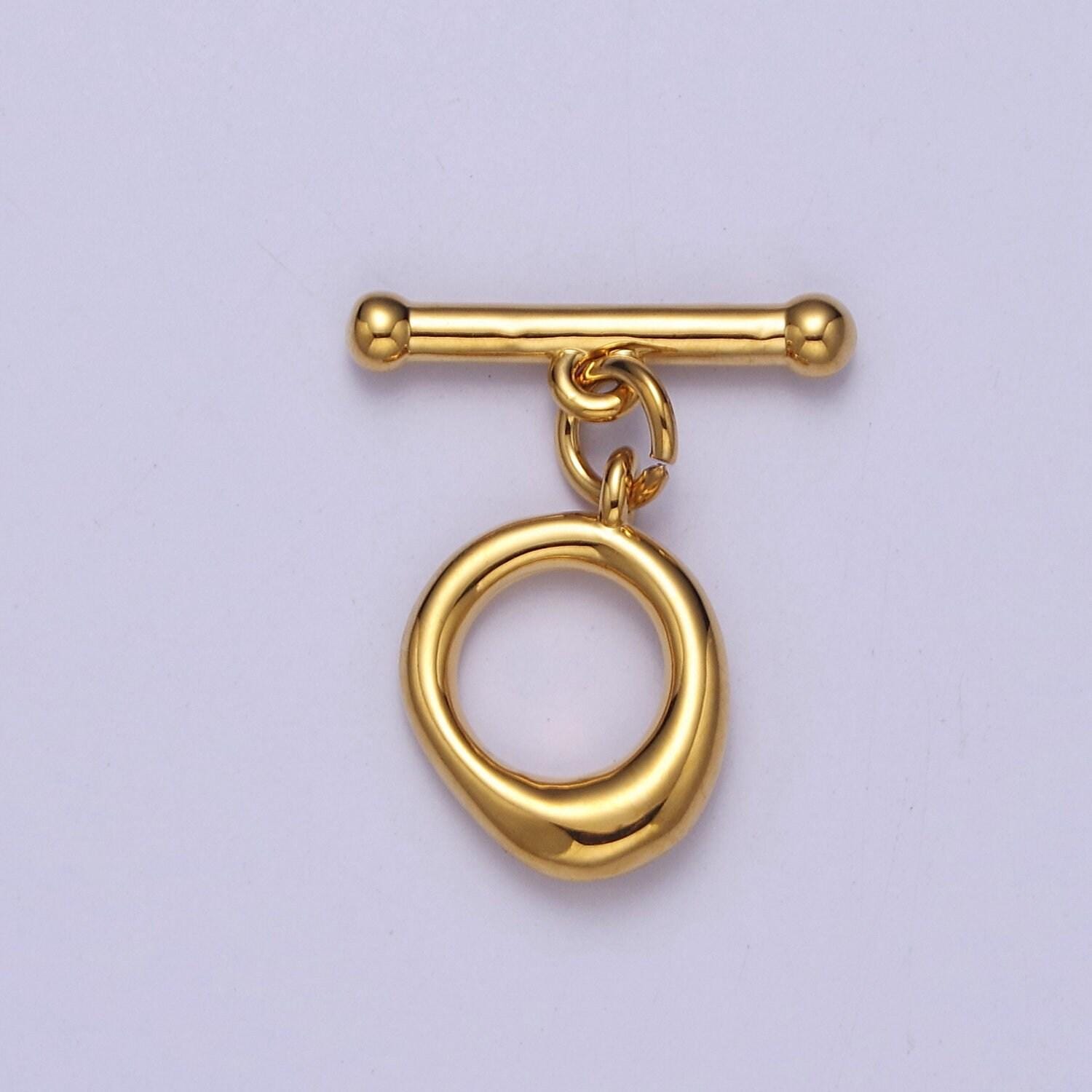 Mini gold round toggle clasp, bracelet necklace jewelry clasps, 24k gold filled ot clasp l-705