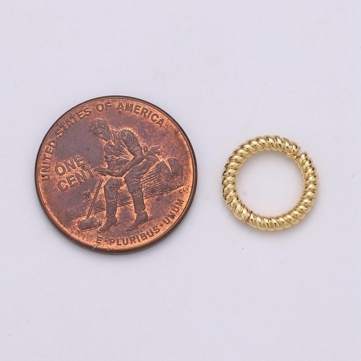 1 pc twisted gold spring gate ring, 11 mm marine rope push gate ring, charm holder clasp for connector, wristlet holder supp-1003, 1004