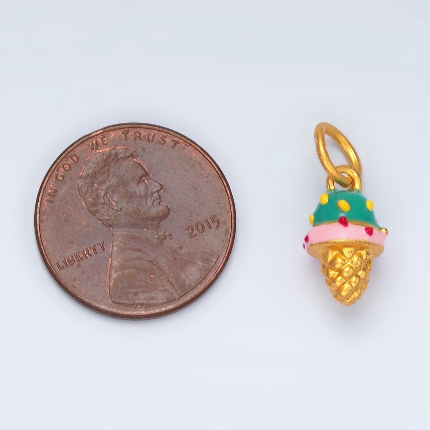 24k gold filled 14mm blue & pink ice cream kids charm | m-234