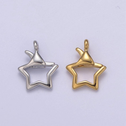 Gold or silver open star lobster clasp clasp celestial charm enhancer clasp wholesale supply l-659