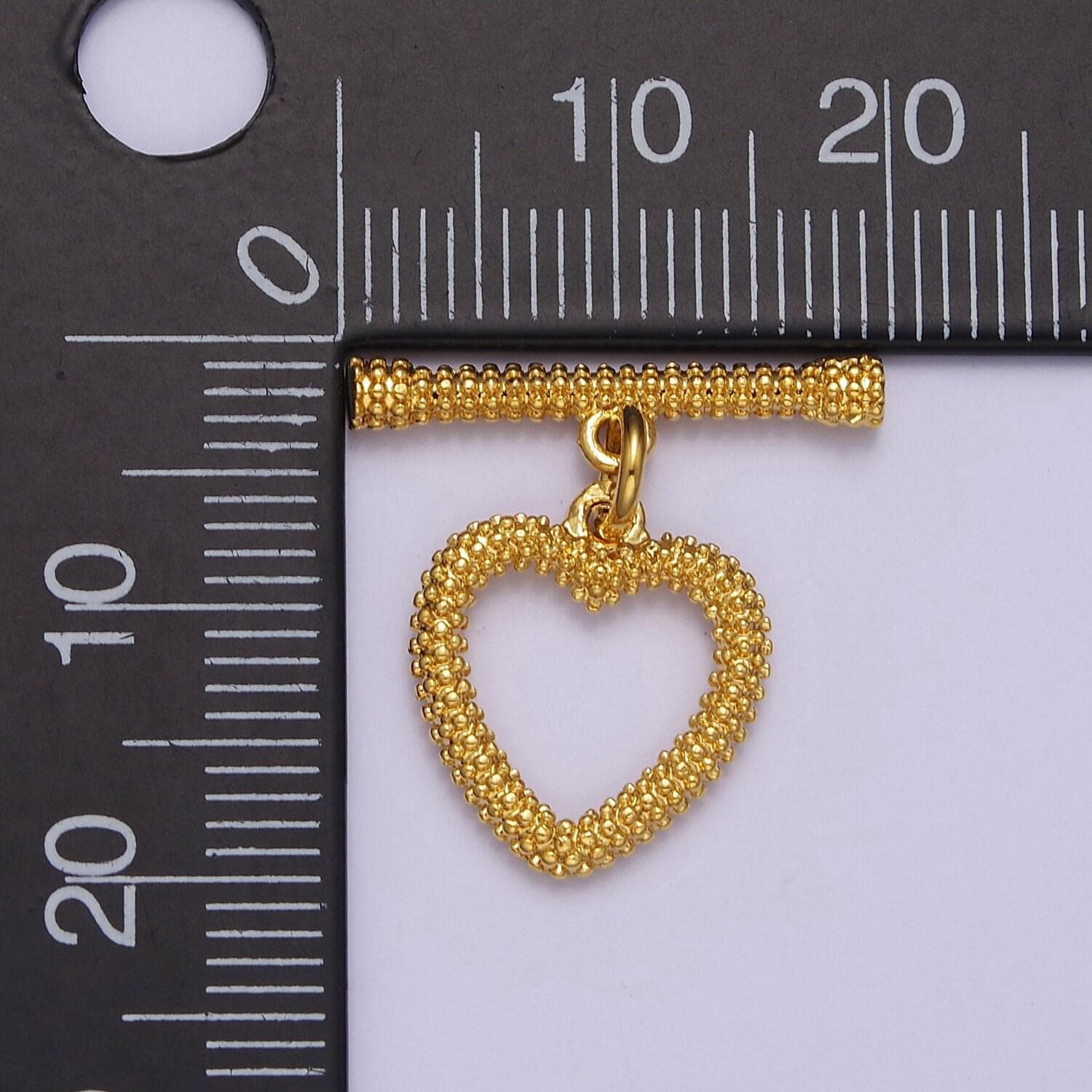 Heart toggle clasp connector, 24k gold filled toggle clasp, jewelry end clasp for bracelet, necklace closure l-644