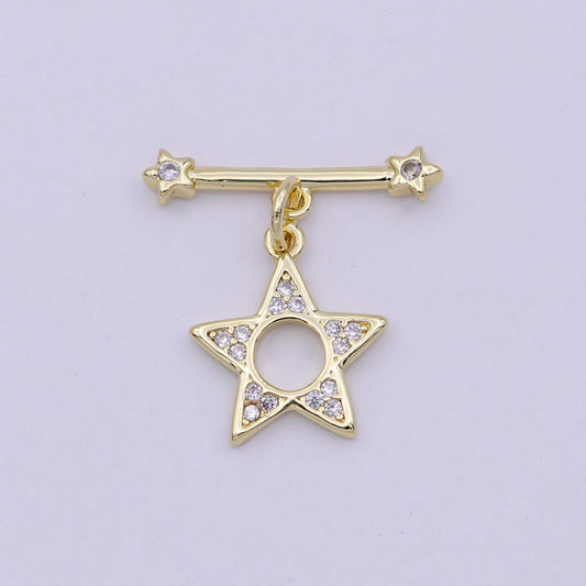 14k gold filled ot toggle clasps star cz clasps connectors for jewelry handmade making bracelet necklace l-624