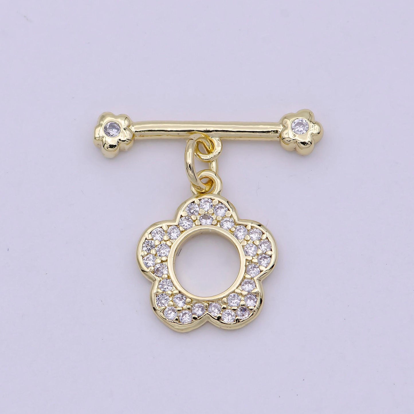 14k gold filled ot toggle clasps daisy flower cz clasps connectors for jewelry handmade making bracelet necklace l-623