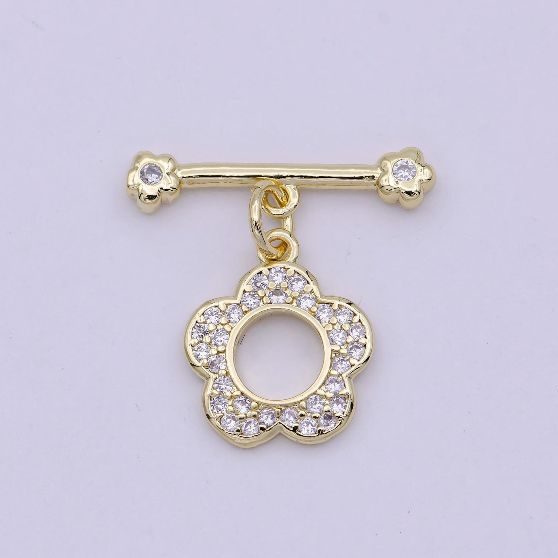 14k gold filled ot toggle clasps daisy flower cz clasps connectors for jewelry handmade making bracelet necklace l-623