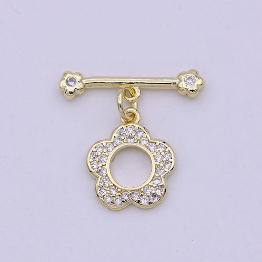 14k gold filled ot toggle clasps daisy flower cz clasps connectors for jewelry handmade making bracelet necklace l-623