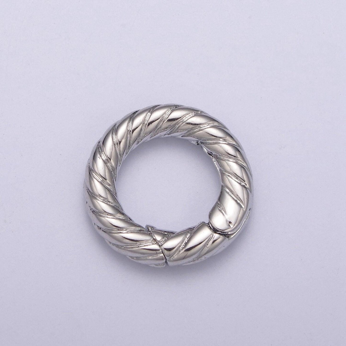 Mini gold push gate ring, 15mm round twisted rope ring charm holder l-598 / l-599