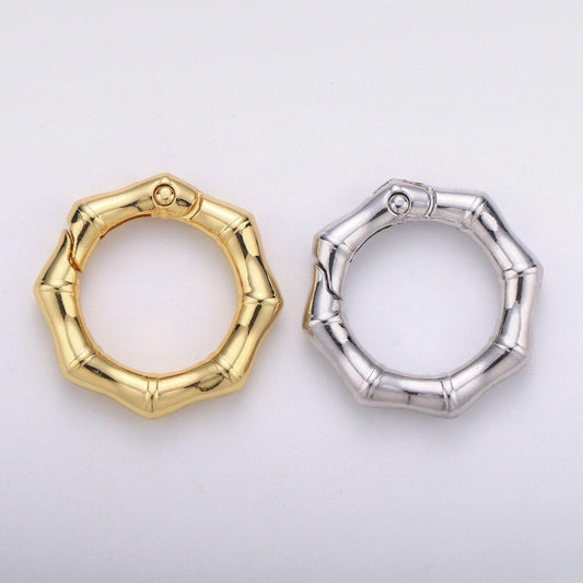 Gold spring gate ring,push gate ring, octagon ring charm holder gold, silver clasp connector charm holder l-57-l58