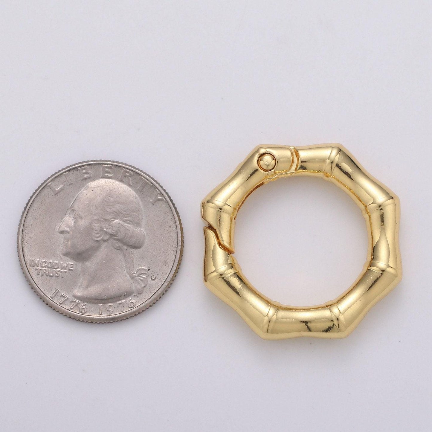 Gold spring gate ring,push gate ring, octagon ring charm holder gold, silver clasp connector charm holder l-57-l58