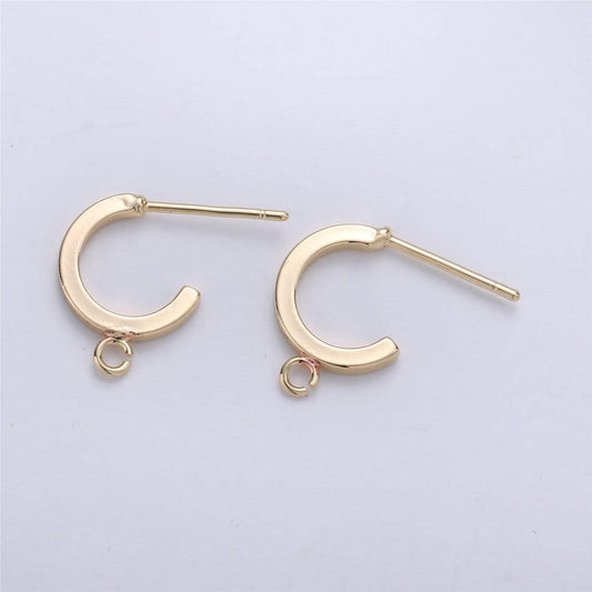2 pcs 14k gold filled hoop stud w/ open link push back earring making 10mm, nickel free lead free for earring charm making finding k-197