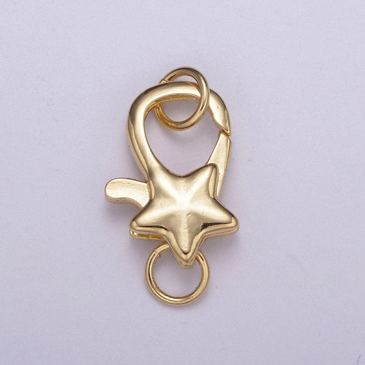 1x gold star clasp, large spring ring measurement include loops 24 mm, necklace bracelet component supply for jewelry making, l-570