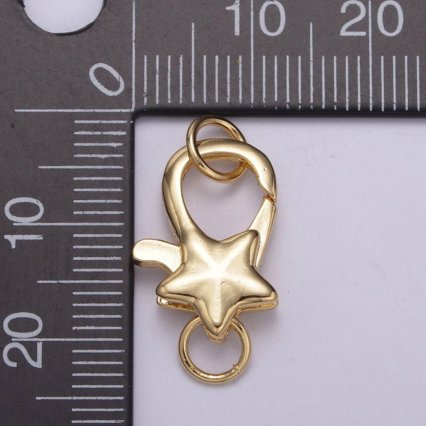 1x gold star clasp, large spring ring measurement include loops 24 mm, necklace bracelet component supply for jewelry making, l-570