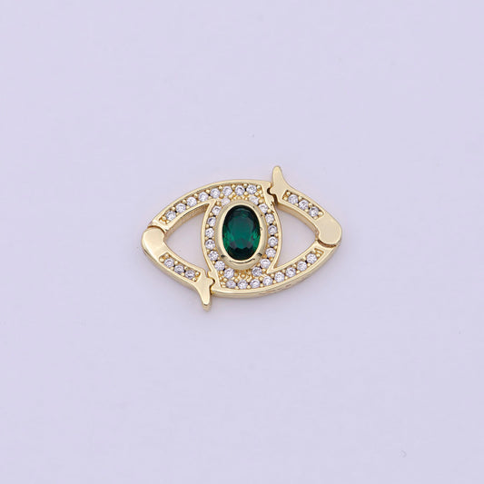Mini 24k gold cz micro pave clasp evil eye lock clasp, interlock micro pave clasp fastener for bracelet necklace connector clasp l-566 l-567