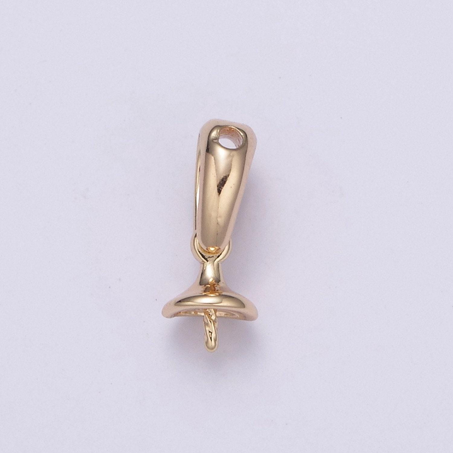 Gold bead and pearl cap with peg for top drilled beads minimalis bead's cap supply component l-562