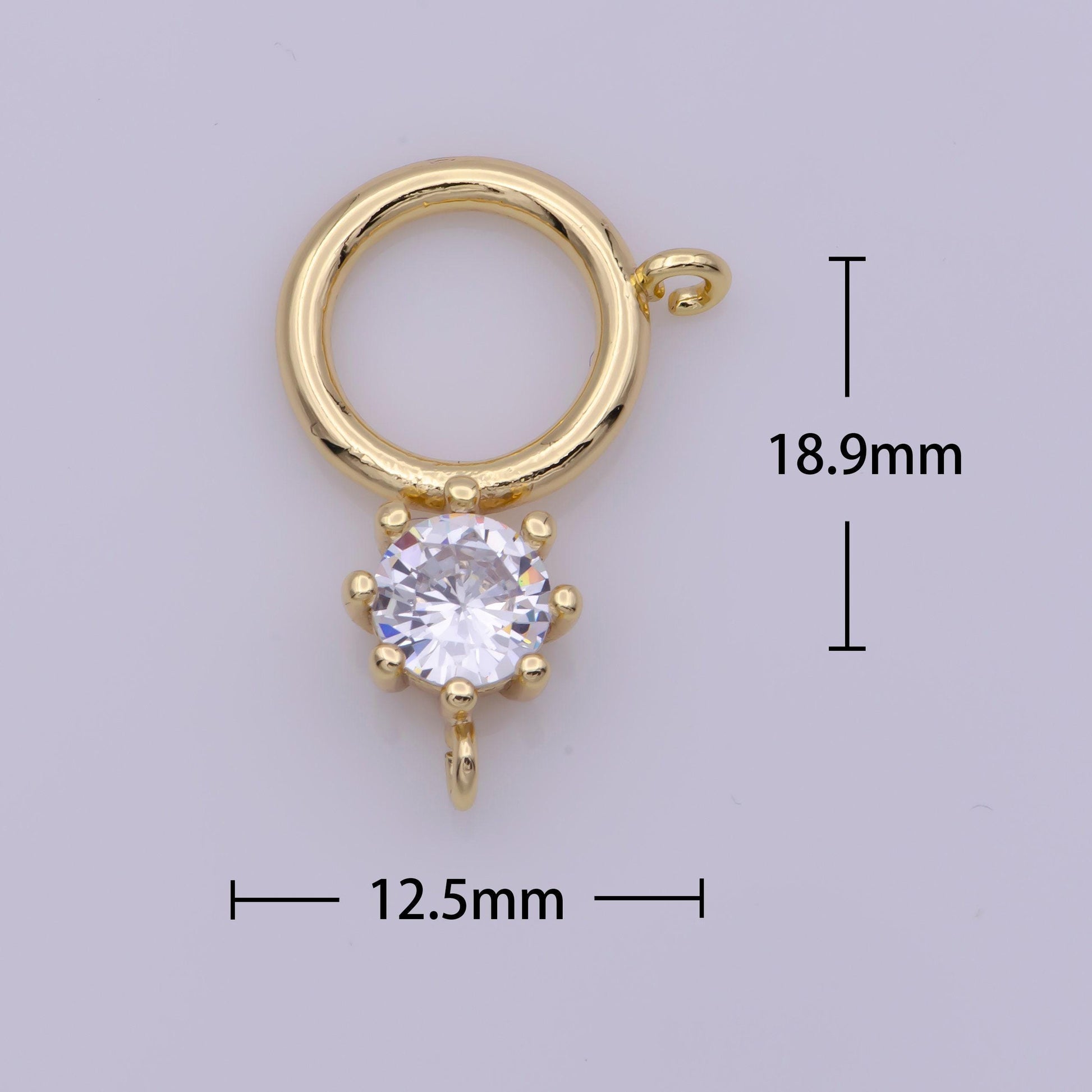 18k gold filled charm dangle round charm double bail link connector for necklace | l-563