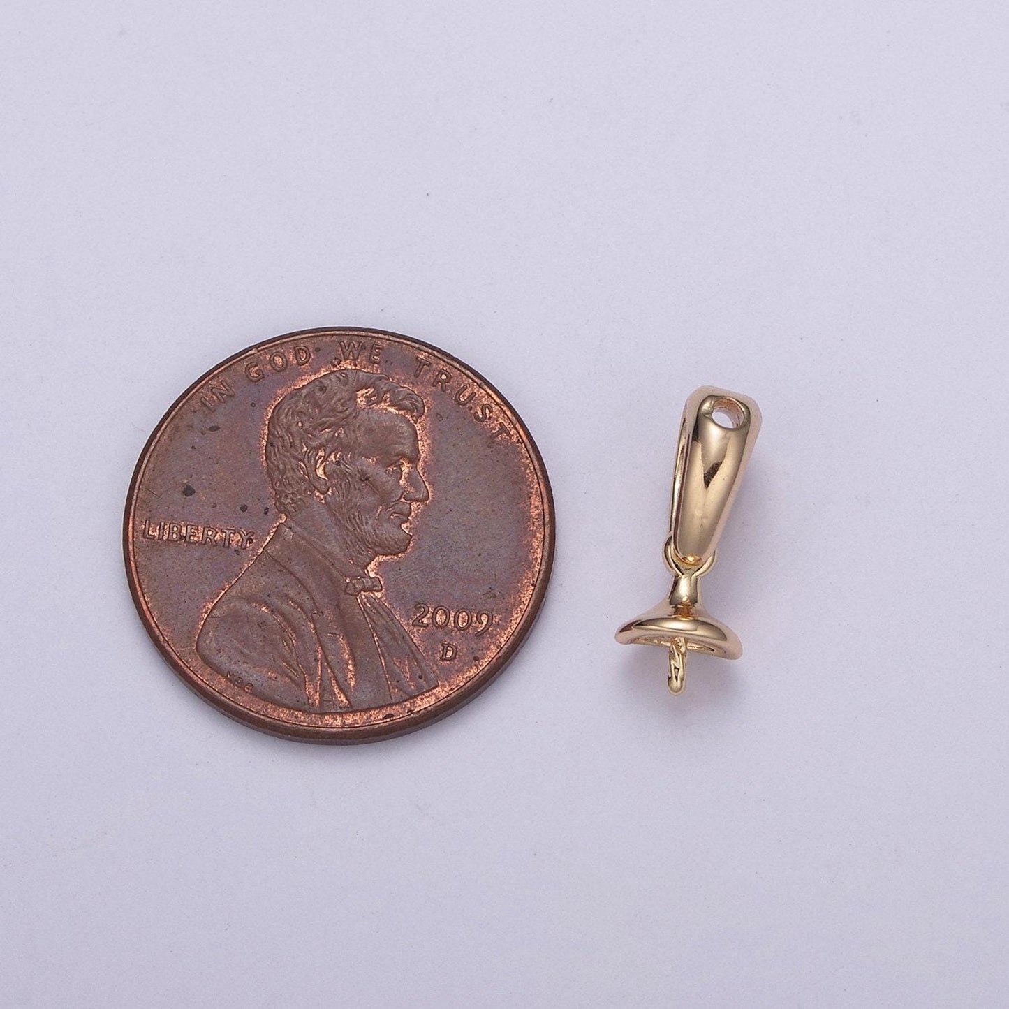 Gold bead and pearl cap with peg for top drilled beads minimalis bead's cap supply component l-562