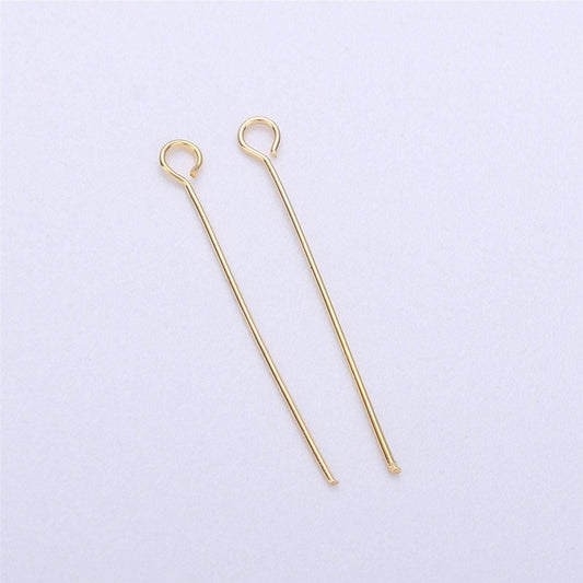 Gold eye pin, 0.7 mm (21 gauge) by 20 mm, 30 mm, 35 mm, open eyepins headpins jewelry making craft supply diy finding | l-549 l-537 l-538