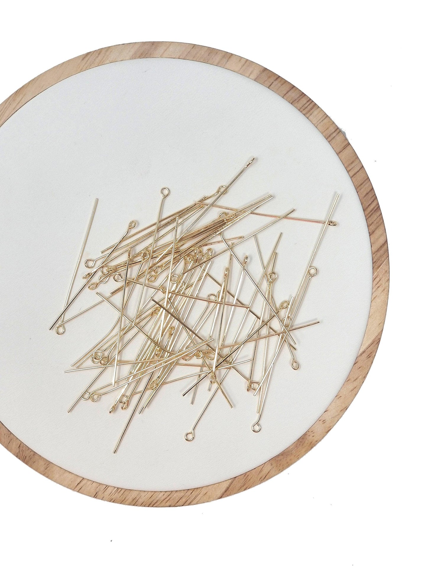 Gold eye pin, 0.5 mm (24 gauge) by 20 mm, 25 mm, 30 mm, open eyepins headpins jewelry making craft supply diy finding | l-548 l-554 l-555