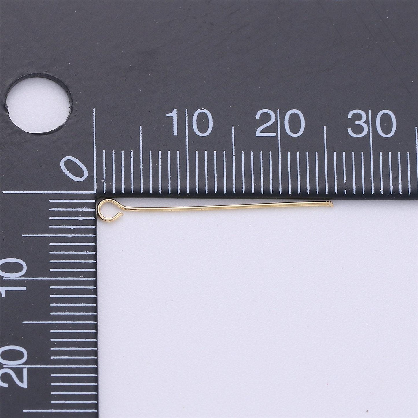 Gold eye pin, 0.5 mm (24 gauge) by 20 mm, 25 mm, 30 mm, open eyepins headpins jewelry making craft supply diy finding | l-548 l-554 l-555