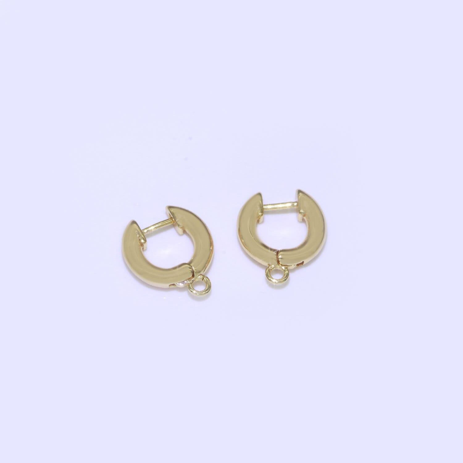 18k gold filled hoop huggie one touch w/ open link lever hoop earring making, 14x11.7 mm, earring charm making findings