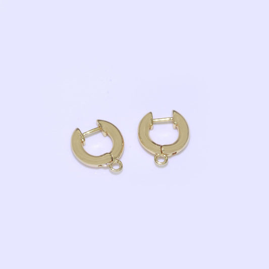 18k gold filled hoop huggie one touch w/ open link lever hoop earring making, 14x11.7 mm, earring charm making findings