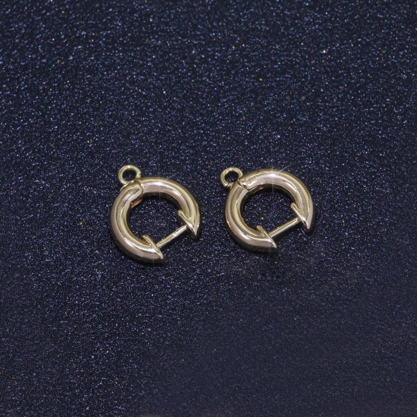 18k gold filled hoop huggie one touch w/ open link lever hoop earring making, 14x11.7 mm, earring charm making findings