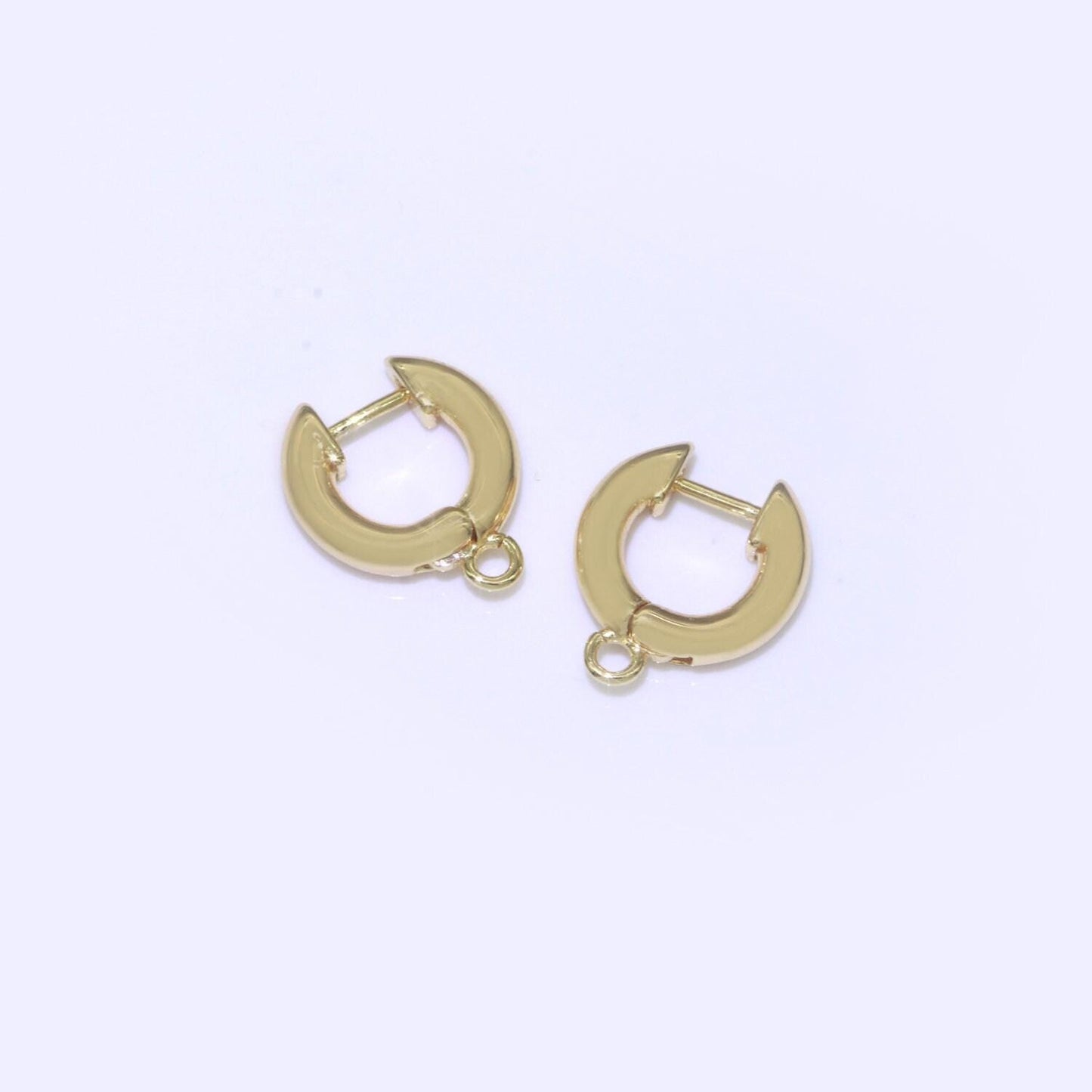 18k gold filled hoop huggie one touch w/ open link lever hoop earring making, 14x11.7 mm, earring charm making findings